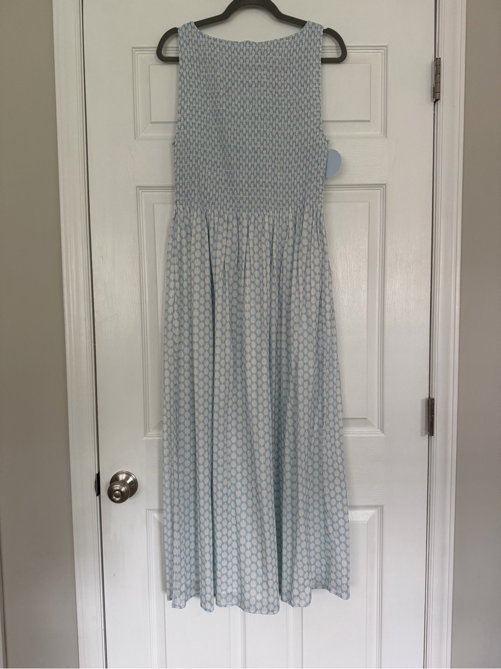 Hill House Pale Blue Patterned Smocked Maxi Dress - Picture 2 of 5